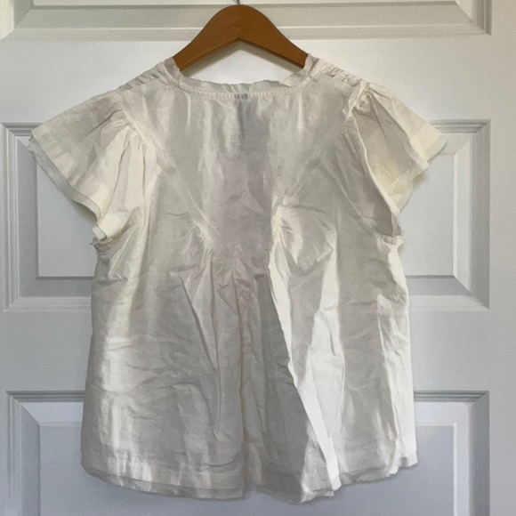 Anthropologie Short-Sleeve Smocked Linen-Blend Blouse S NWT - Picture 6 of 10